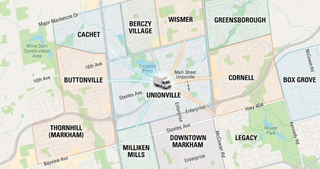Areas We Deliver Throughout Markham