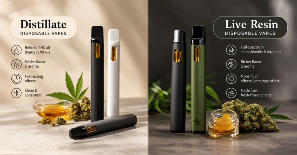 Live Resin vs. Distillate Disposable THC Vapes